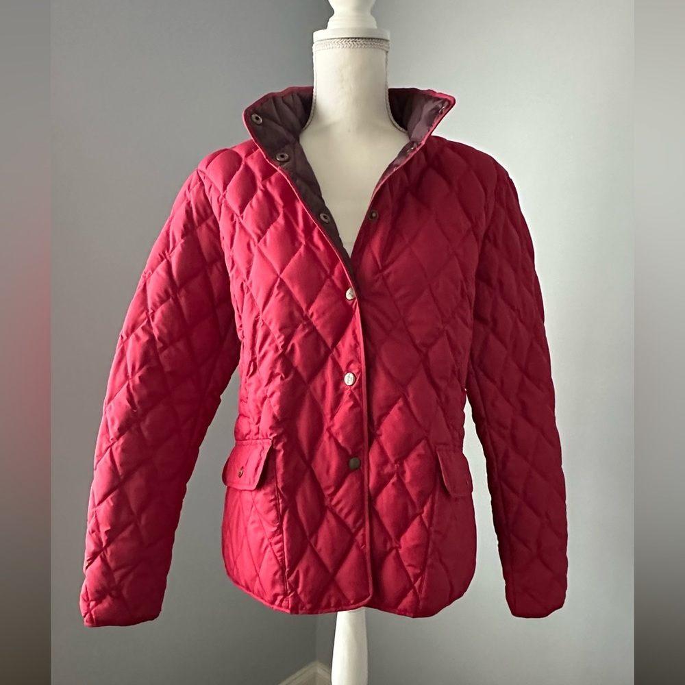 WOMENS EDDIE BAUER RED PREMIUM 550 Power Fill Quilted snap front jacket - Picture 2 of 12